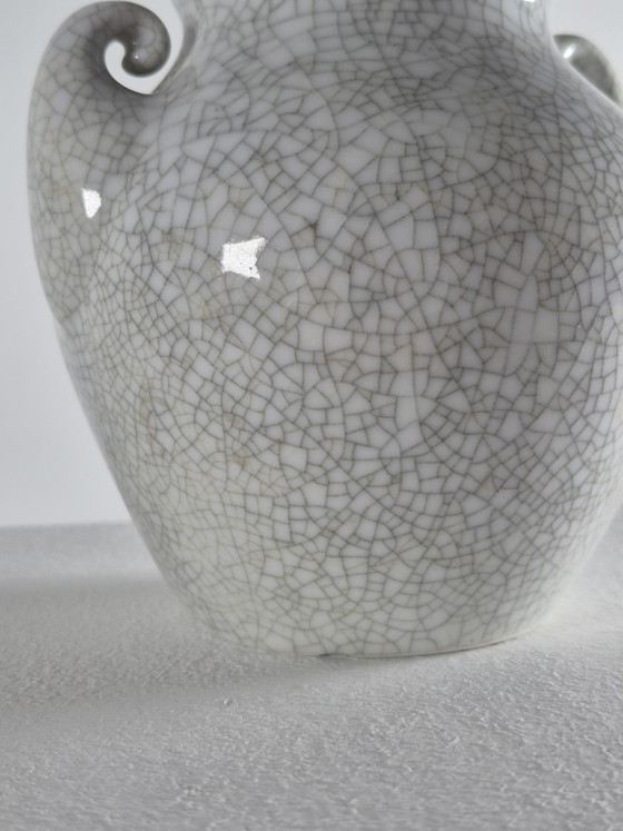 Vintage Mid Century Amphora Porcelain Vase Craquelé VEB Liäichte – VEB Lichte, Vazen (photo 6 of 10)