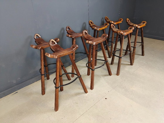 Image 1 of Mid century brutalist bar stools - set of 8, 1960s