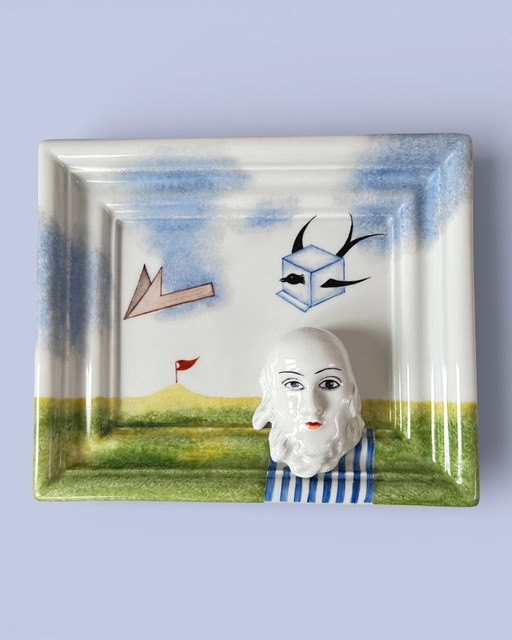 Surrealist porcelain wall plaque, Royal Dux, Czechoslovakia 1980s