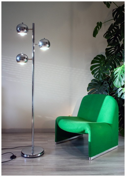 Lámpara de pie Space Age Eye Ball, acero cromado