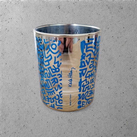 Image 1 of Dos jarrones firmados por Keith Haring - Cristal opalino - Estilo Pop Art