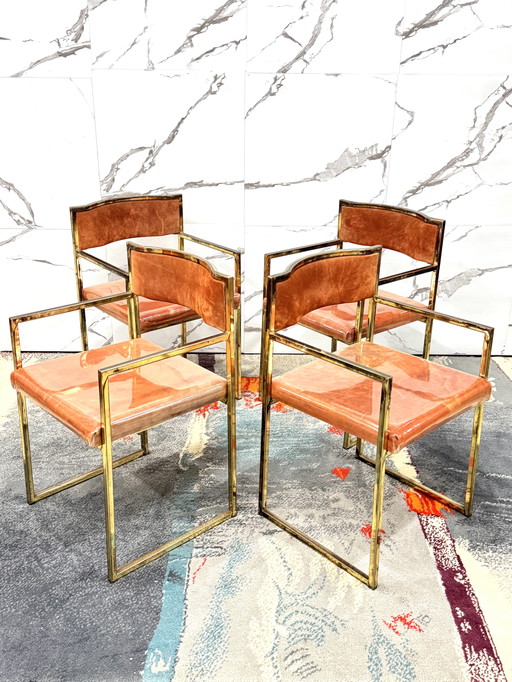 Set Di 4 Poltroncine Da Pranzo Hollywood Regency Anni 70 Modernariato