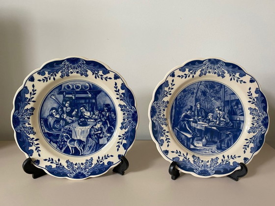 Image 1 of Regina Pottery Factory - Set of Delft Blue hand-painted wall plates