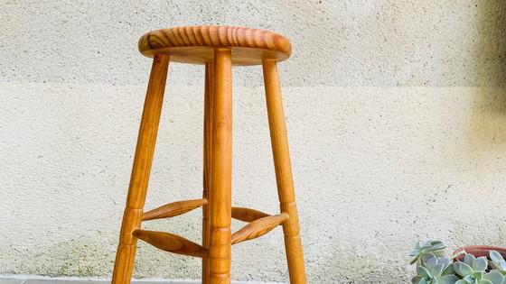 Image 1 of Vintage Solid Wood High Stool