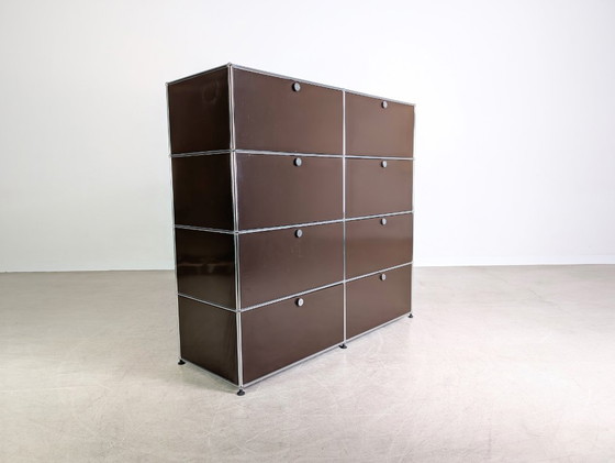 Image 1 of Cassettiera con scaffale vintage marrone USM Haller originale 2x4