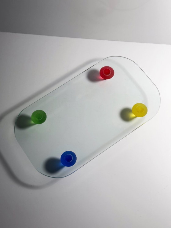 Image 1 of Montana Kuchenplatte Servierplatte Postmodern Dessert Teller  Rot Blau Gelb Grundformen Memphis Milano Stil 80er 90er