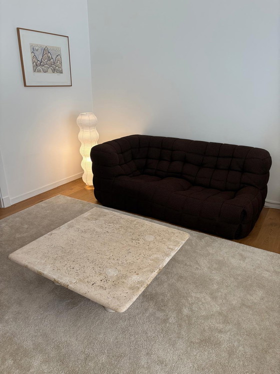 Image 1 of Travertijn salontafel, Angelo Mangiarotti, Italië, jaren 70