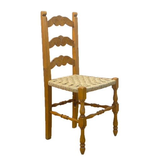 Rustic Chair with Woven Seat, Spain, 1950s