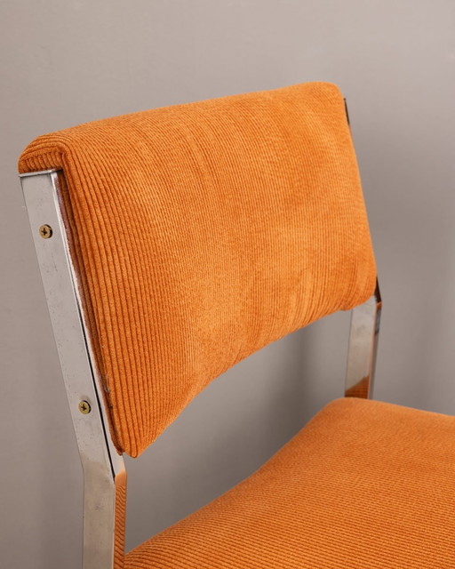 2 Stühle aus orangefarbenem, italienischem Samt, 1980er Jahre