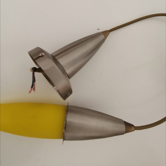 Image 1 of Lampada a sospensione minimalista a goccia di vetro giallo