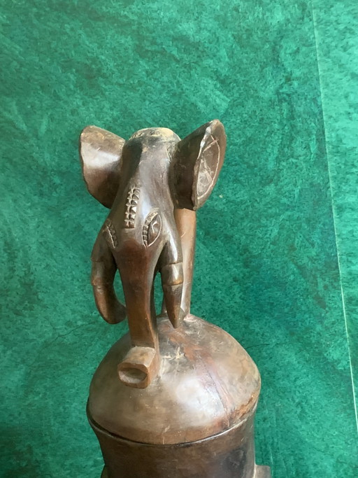 Zeldzaam Koninklijk Baoulé Orakel "Mounu" – Olifant van Dualiteit – 53cm – beeldhouwkunst, Wood