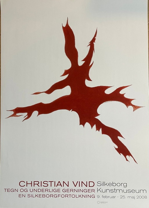 Christian Vind, Tegn Og Underlige Gerninger, cartel de exposición 2008, impreso en Dinamarca