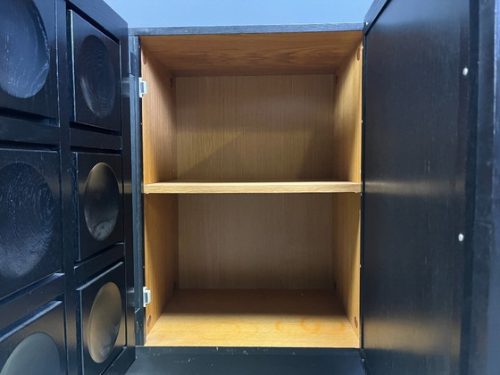 Image 1 of Vintage black brutalist credenza, 1970s