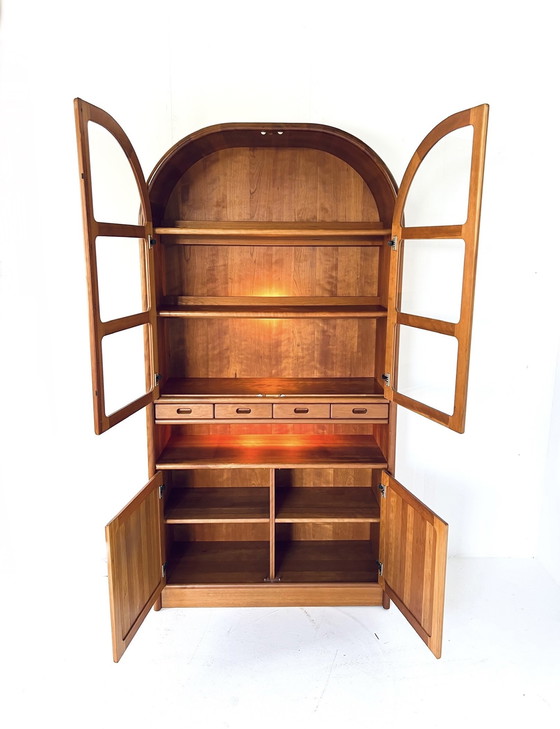 Image 1 of Vintage teak arch cabinet with display case, Dyrlund '70s