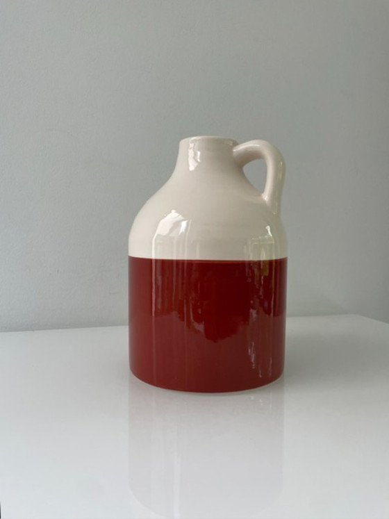 Image 1 of Decorative ceramic jug with white and terra glaze