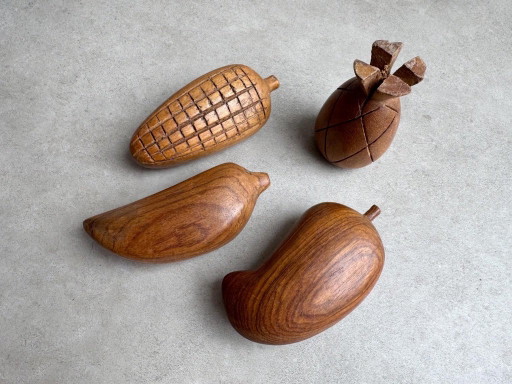 4x Vintage Houtdraaiwerk Handwerk Fruit #2 – decoratieve objecten, Wood (photo 2 of 8)
