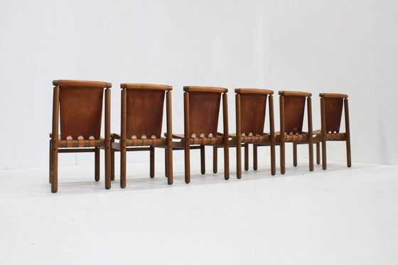 Image 1 of Esszimmerstühle aus italienischem Leder im Mid-Century-Stil von Ilmari Tapiovaara, 6er-Set