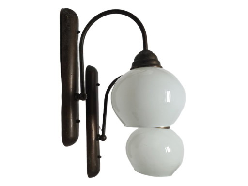 Art Deco wandlamp, Polen, jaren 1950, set van 2 – wandlampen, Glass, Metal