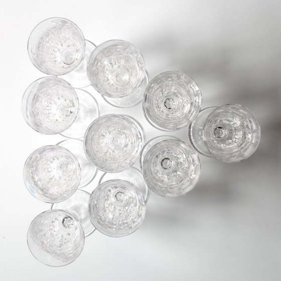 Set van 10 vintage kristallen champagneglazen, transparant Italiaans glaswerk / jaren 80 – Glazen & Karaffen (photo 12 of 12)