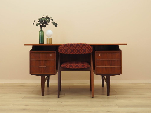 Teakhouten bureau, Deens design, jaren 70, productie: Denemarken