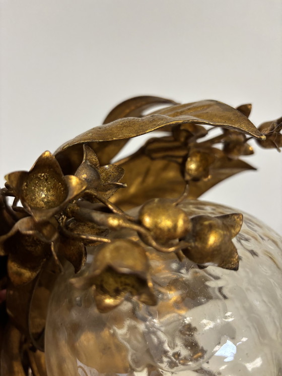 Image 1 of Lampada a sospensione placcata oro, a forma di campanelle di glicine. Disegnata da Banci Firenze negli anni '60.