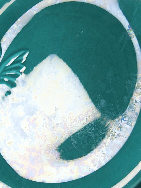 Image 1 of Set of 5 vintage turquoise earthenware fish plates from the 1960s-70s
