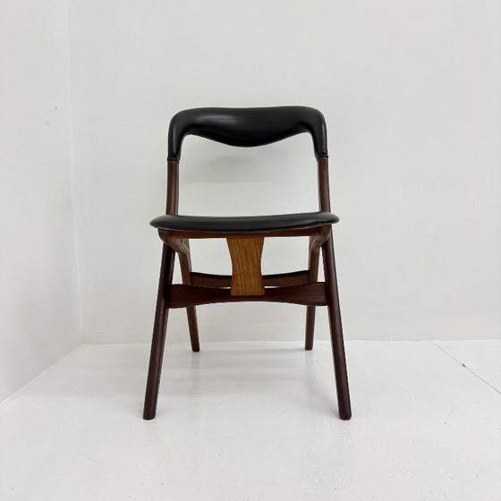 Sedia da pranzo vintage di Louis van Teeffelen, anni '60, Sedie da pranzo, Legno, Pelle, Marrone (foto 6 di 14)