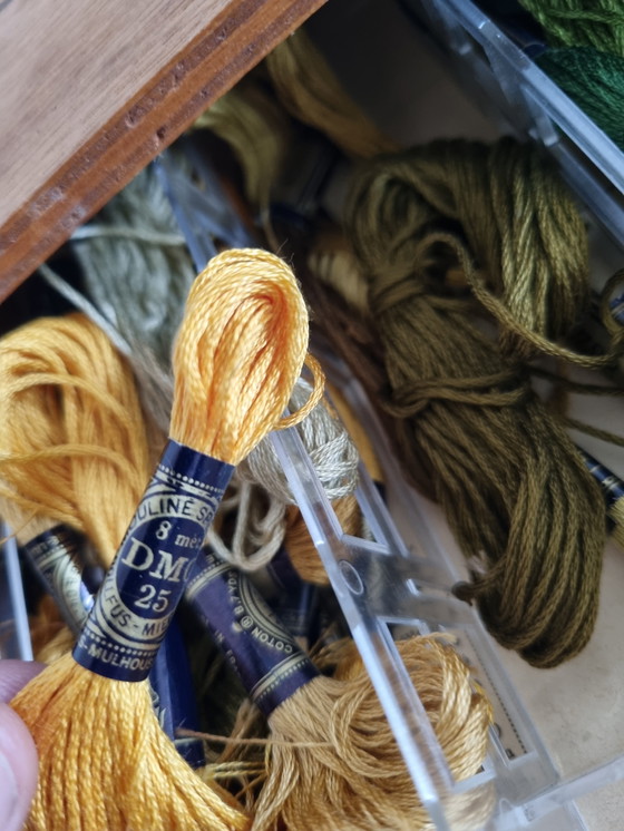 Image 1 of Vintage wooden DMC embroidery thread cabinet