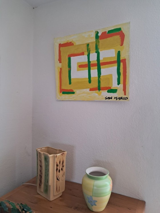 Image 1 of Enzo San Marco - Green Abstract - Artist Painting