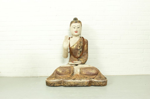 Bouddha du Mid Century dans la posture Abhaya Mudra, Birma, années 1950
