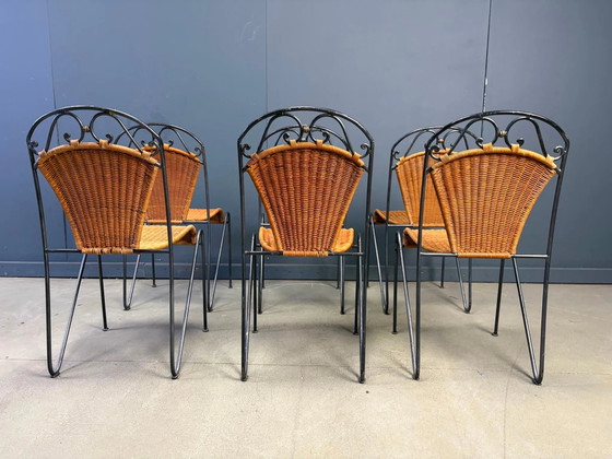 Wicker chairs by Frederick Weinberg, 1960s, set of 6 – Dining chairs, Rattan, Mid Century Modern (photo 6 of 9)