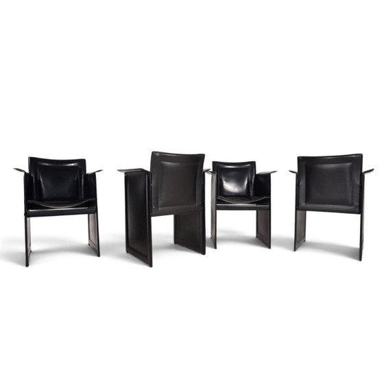 Chaises de salle à manger Arrben Solaria en cuir, lot de 4 par Tito Agnoli, 1970 – Leather (photo 11 of 19)