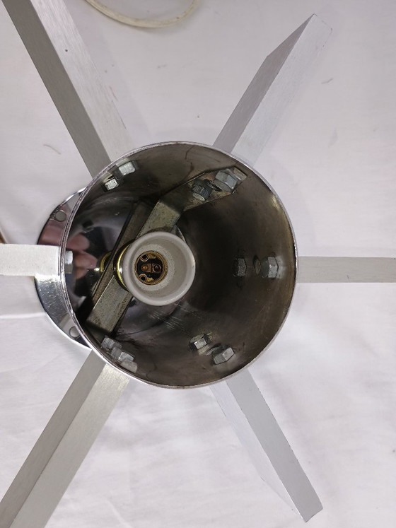 Image 1 of Pair Mid Century Italian Chrome & Glass Wall Sconces 1960s Space Age Sciolari