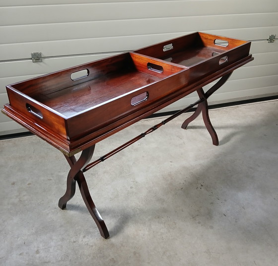 Image 1 of Antique mahogany butler's tray/tray table/side table