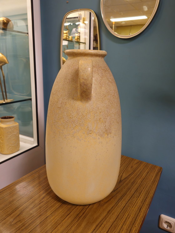 Image 1 of Vaso da pavimento vintage della Germania Ovest, vaso a forma di orecchio, beige