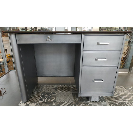 Image 1 of Vintage all steel tanker desk by Challenger Steel Products for Brooklyn, USA 1950s