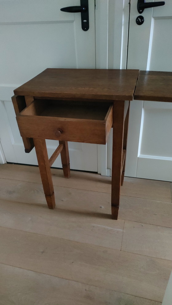 Image 1 of Art Deco hanging table oak table side table desk Amsterdam School