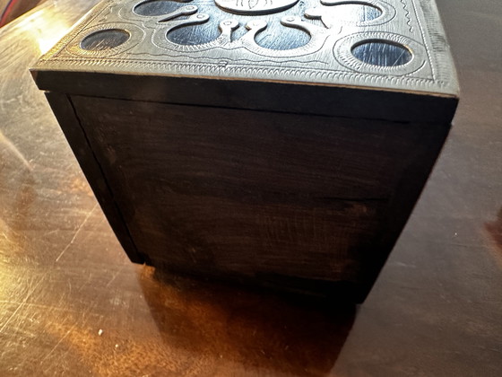 Image 1 of Mauritanian Jewelry Box - Silver Metal And Ebony Wood