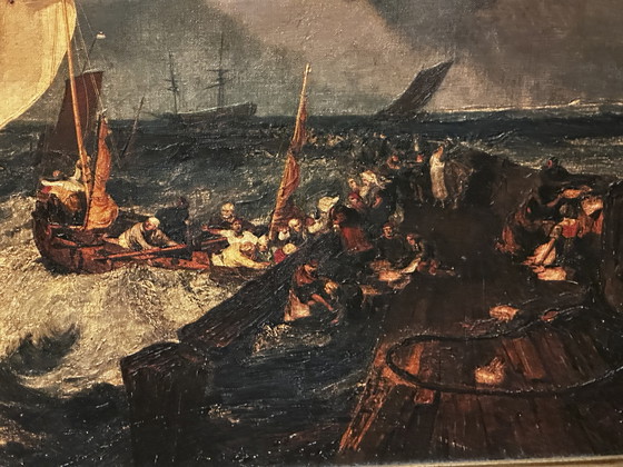 Image 1 of D'après J.M.W. Turner (1775-1851) - Jetée de Calais - Huile sur toile encadrée 104 x 81 cm