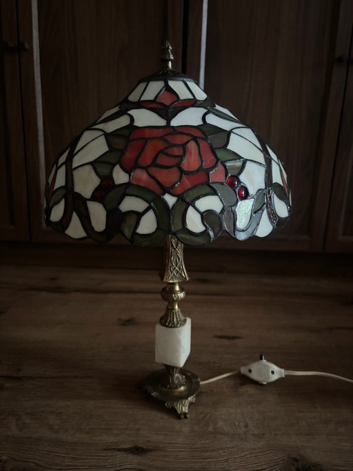 Tiffany Lamp - with brass/marble base 