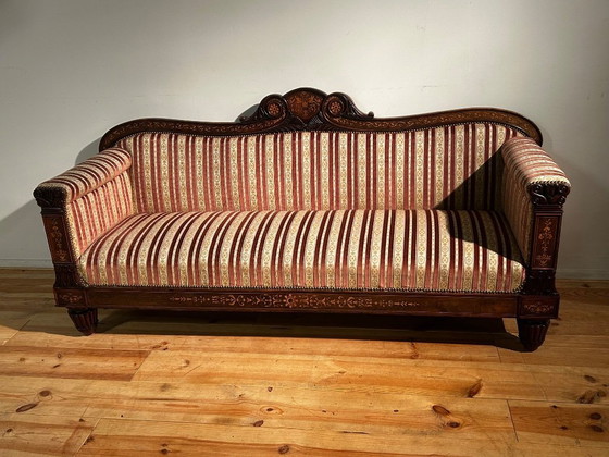 Image 1 of Wunderschönes Empire-Sofa mit Intarsien aus dem 19. Jahrhundert