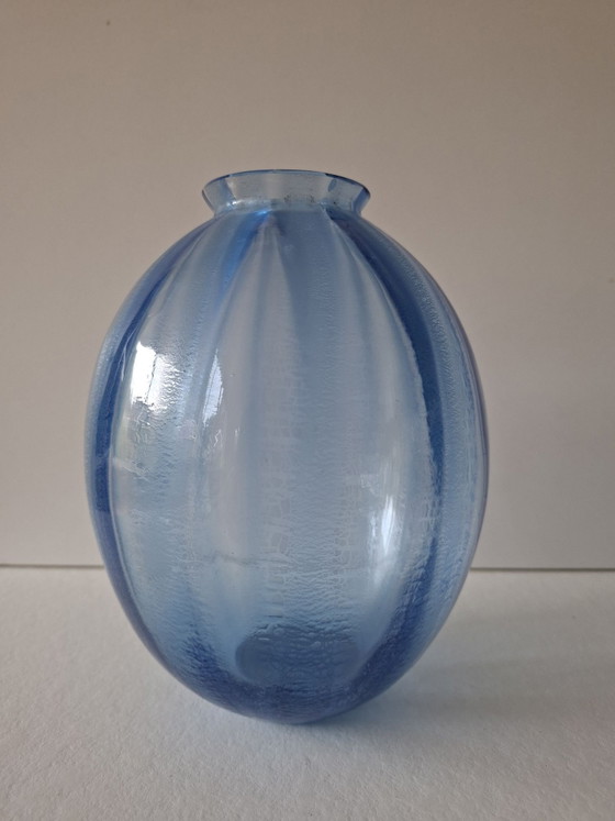 Vaas leerdam vintage, Vazen, Glas, Blauw (foto 7 van 7)