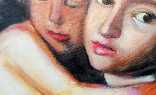 T.v.Steenbergen "mother and Child" 30 x 30 cm