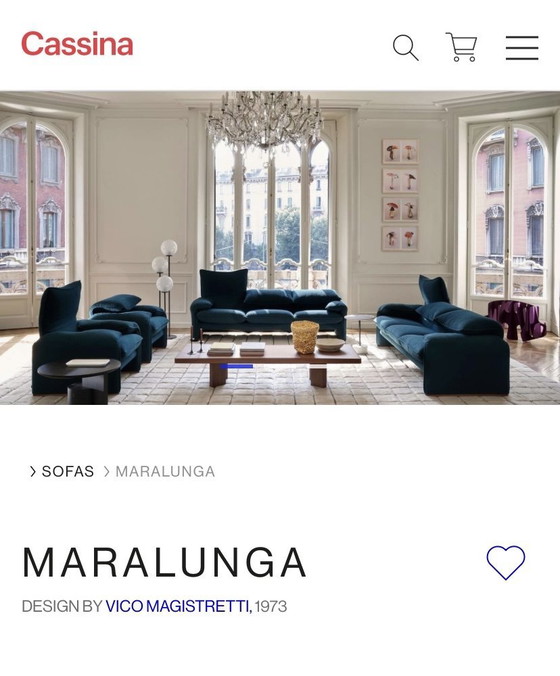 Image 1 of Large 3P Cognac Aniline Leather Maralunga by Cassina