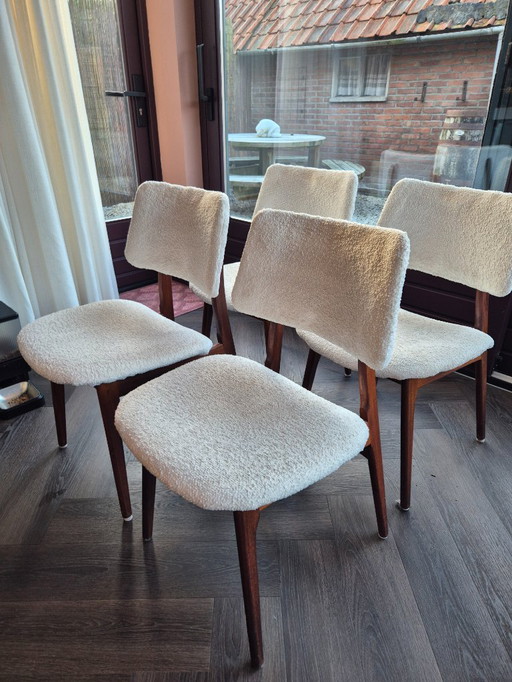 Vintage Danish style dining chairs teddy fabric