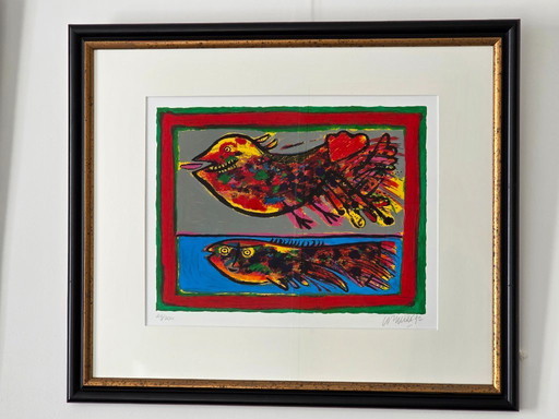Corneille - Vis & Vogel - Gesigneerd - 1992