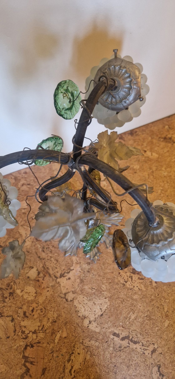 Image 1 of Midcentury Art Nouveau/Art Deco Frosted Glass Grape Table Lamp