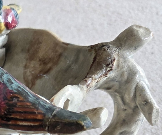 Image 1 of Antieke Majolica Vaas met Vogels en Bloemen