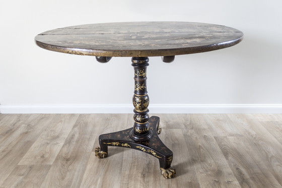 Image 1 of Antico tavolo rotondo cineserie del XIX secolo – Esportazione cinese, ca. 1850