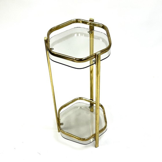 Image 1 of Bloemenstandaard in Franse mid-century modern stijl, jaren 70, messing en glas.